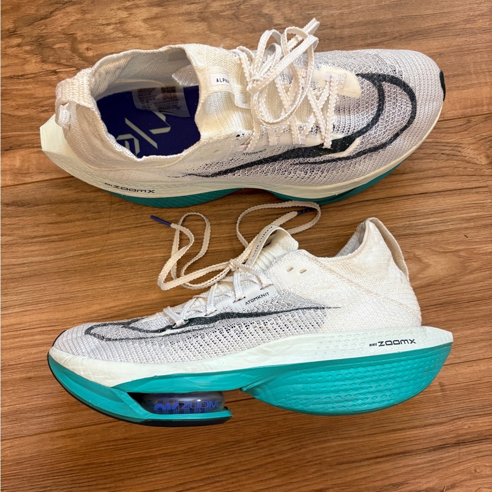 Nike White and Teal Alphaflies